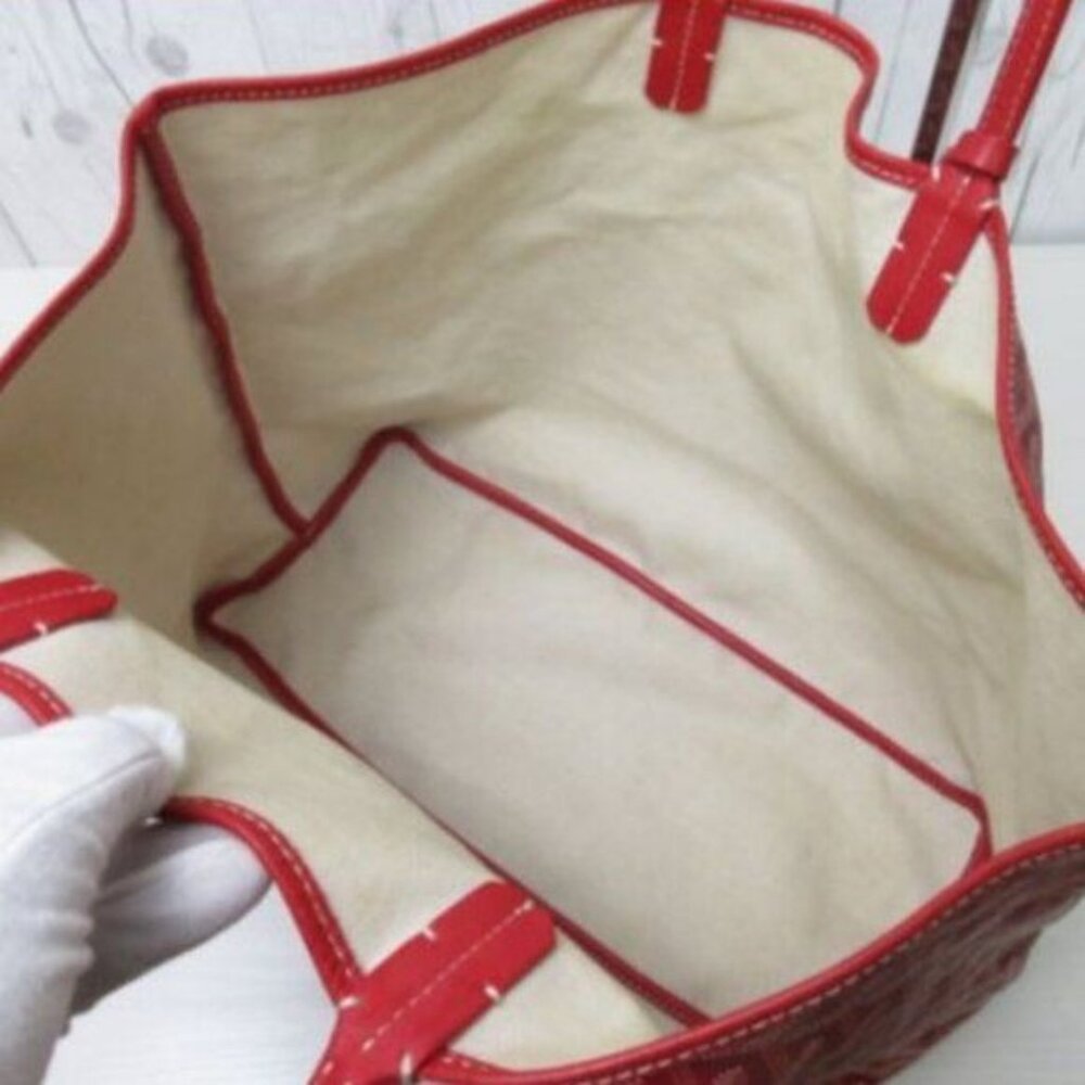 RARE Authentic Goyard Goyardine Saint Louis PM Red Shoulder Tote Bag & Pouch - Picture 16 of 16